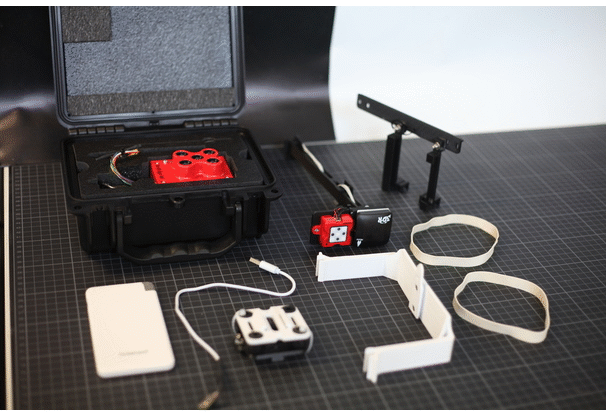 Animation of the integration kit to integrate the multispectral camera on the drone