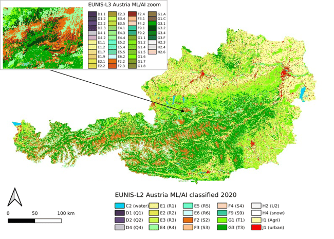 AI-ML classified EUNIS habitat mapping